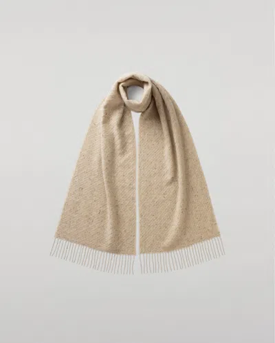 Johnstons Of Elgin Lofty Twill Cream Cashmere Scarf In Brown
