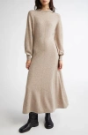 Johnstons Of Elgin Long Sleeve Cashmere Sweater Dress In Ash