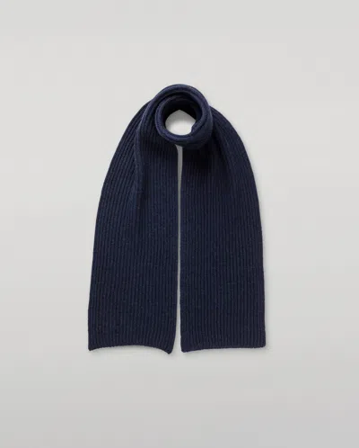 Johnstons Of Elgin Lovat Navy Ribbed Cashmere Scarf In Blue