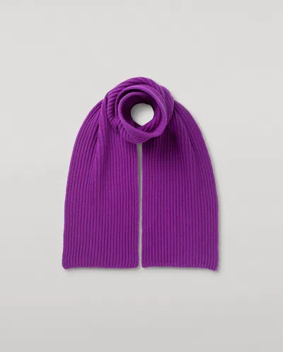 Johnstons Of Elgin Lovat Purple Ribbed Cashmere Scarf