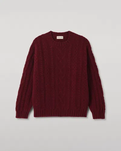 Johnstons Of Elgin Macdonald Dark Red Aran Cable Cashmere Jumper In Burgundy