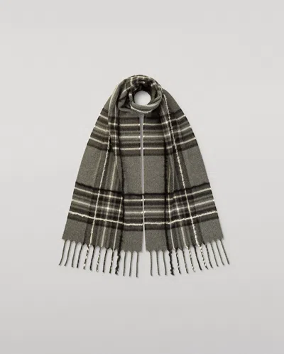 Johnstons Of Elgin Mach Grey Tartan Cashmere Scarf In Brown