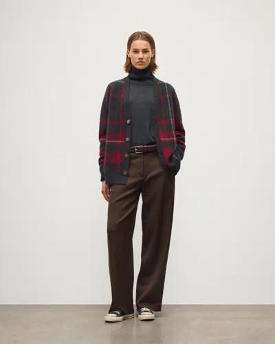 Johnstons Of Elgin Mach Red Brushed Cashmere-silk Cardigan