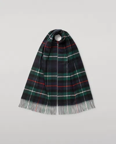 Johnstons Of Elgin Mackenzie Tartan Wide Cashmere Scarf In Blue