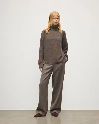Johnstons Of Elgin Maggie Reverse Stitch Roll Neck Brown Cashmere Jumper