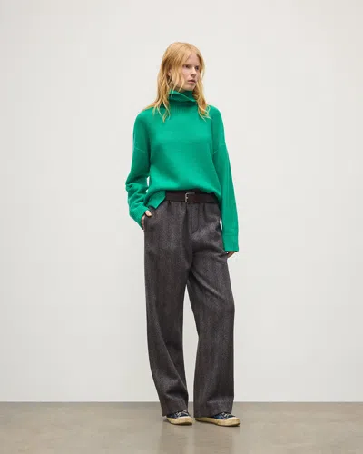 Johnstons Of Elgin Maggie Reverse Stitch Roll Neck Green Cashmere Jumper