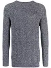 Johnstons Of Elgin Mélange Ribbed-knit Cashmere Jumper In Blue