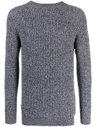 Johnstons Of Elgin Mélange Ribbed-knit Cashmere Jumper In Blue