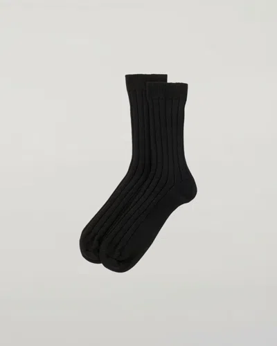 Johnstons Of Elgin Men's Cashmere Ribbed Black Socks In Metallic