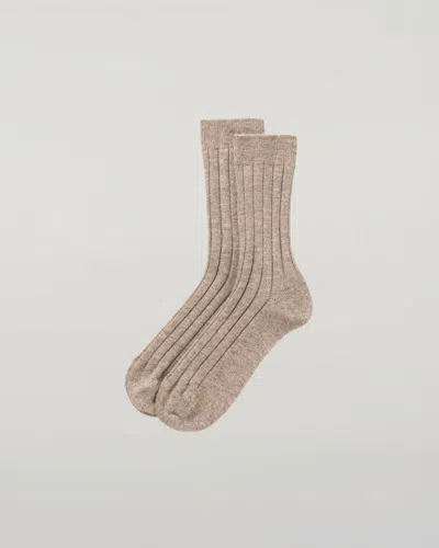 Johnstons Of Elgin Men's Cashmere Ribbed Light Brown Socks In Neutral