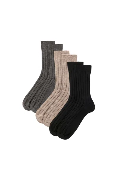 Johnstons Of Elgin Men's Cashmere Socks Gift Set In Black,grey,natural