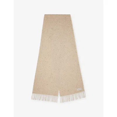 Johnstons Of Elgin Mens Cream Dun Lofty Twill Cashmere Scarf
