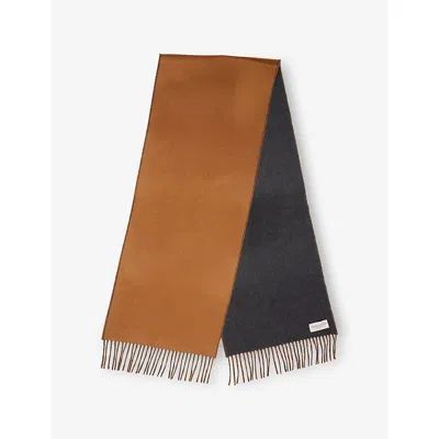Johnstons Of Elgin Mens Vintage Vicuna, Charcoal Contrast Reversible Cashmere Scarf