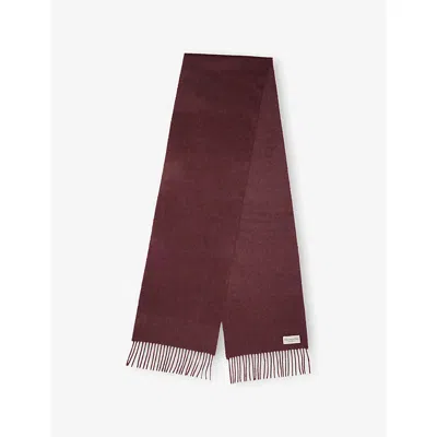 Johnstons Of Elgin Mens Damson Fringed Cashmere Scarf In Purple