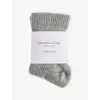 Johnstons Of Elgin Mens Light Grey Ribbed Travel Cashmere Socks In Gray