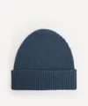 Johnstons Of Elgin Mens Ribbed Cashmere Beanie In Blue