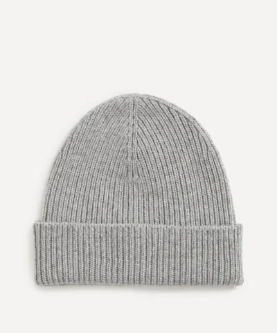 Johnstons Of Elgin Mens Ribbed Cashmere Beanie In Gray