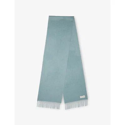Johnstons Of Elgin Mens Seascape Fringed Cashmere Scarf In Blue