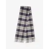Johnstons Of Elgin Mens Silver Bannockbane Tartan Cashmere Scarf In Brown