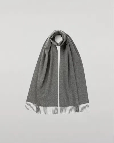 Johnstons Of Elgin Merino Wool Mid Grey Scarf In Gray