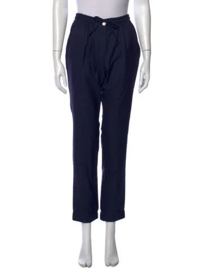 Pre-owned Johnstons Of Elgin Merino Wool Straight Leg Pants In Blue