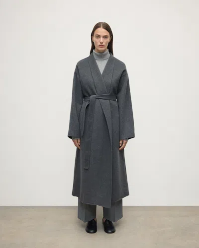 Johnstons Of Elgin Mid Grey Cashmere Wrap Coat In Gray