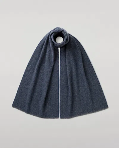 Johnstons Of Elgin Mountain Twill Blue Cashmere Scarf In Black