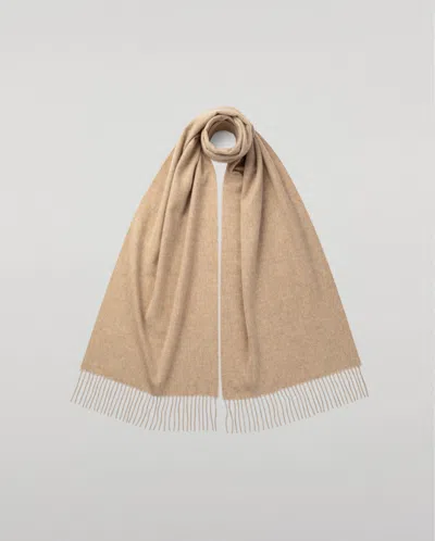 Johnstons Of Elgin Natural Wide Cashmere Scarf In Brown