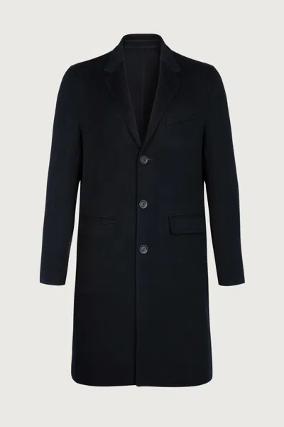 Johnstons Of Elgin Navy Cashmere Coat In Blue