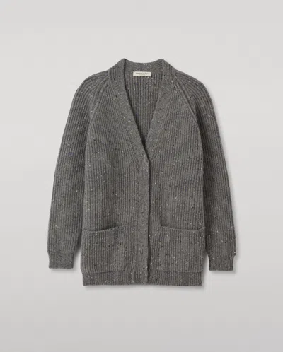 Johnstons Of Elgin Norah Ribbed Grey Donegal Cashmere Cardigan In Gray