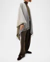 Johnstons Of Elgin Ombre Cashmere Fringe Cape In Olive Grey