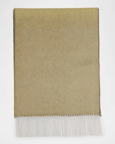 Johnstons Of Elgin Ombre Cashmere Scarf In Olive Grey