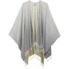 Johnstons Of Elgin Ombre Cashmere Fringe Cape In Olive/grey