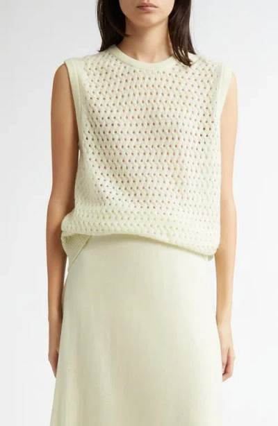 Johnstons Of Elgin Open Basketweave Stitch Cashmere Sweater Vest In Lemon