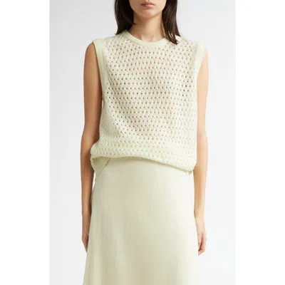 Johnstons Of Elgin Open Basketweave Stitch Cashmere Sweater Vest In Yellow