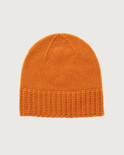 Johnstons Of Elgin Orange Cashmere Jersey Cuff Beanie