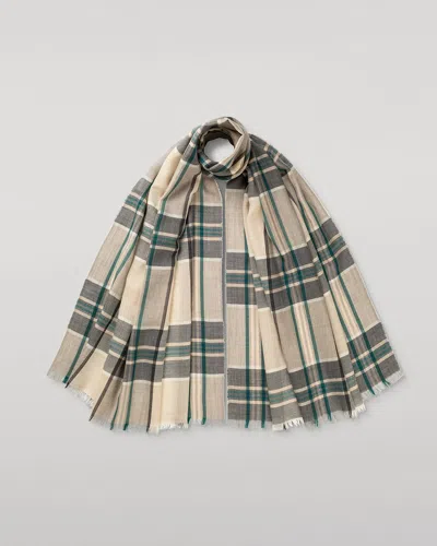 Johnstons Of Elgin Orton Neutral Crammed Tartan Cashmere Scarf