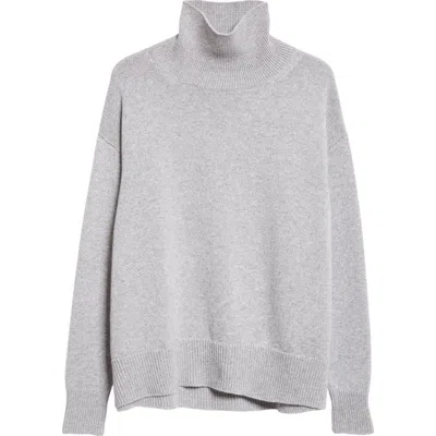 Johnstons Of Elgin Oversize Cashmere Turtleneck Sweater In Light Grey