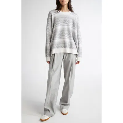 Johnstons Of Elgin Oversize Stripe Cashmere Sweater In Luna Colourway