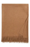 Johnstons Of Elgin Plain Fringed Cashmere Throw Blanket In Bronze