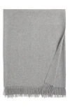 Johnstons Of Elgin Plain Fringed Cashmere Throw Blanket In Granite