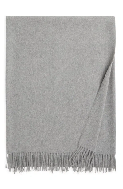 Johnstons Of Elgin Plain Fringed Cashmere Throw Blanket In Granite