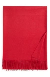 Johnstons Of Elgin Plain Fringed Cashmere Throw Blanket In Red