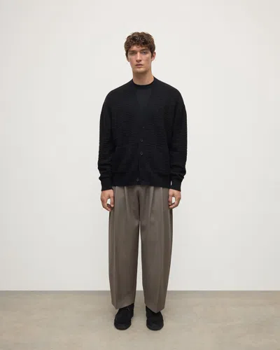 Johnstons Of Elgin Plaited Texture Black Cashmere Cardigan
