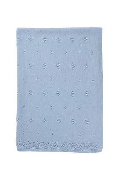 Johnstons Of Elgin Pointelle Blue Cashmere Baby Blanket