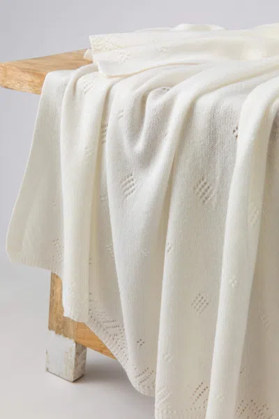 Johnstons Of Elgin Pointelle White Cashmere Baby Blanket In Neutral