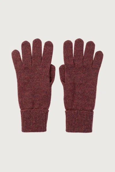 Johnstons Of Elgin Purple Cashmere Gloves With Turnback Cuffs In Burgundy