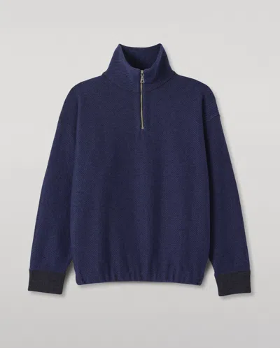 Johnstons Of Elgin Reel Blue Cashmere Half Zip Jumper