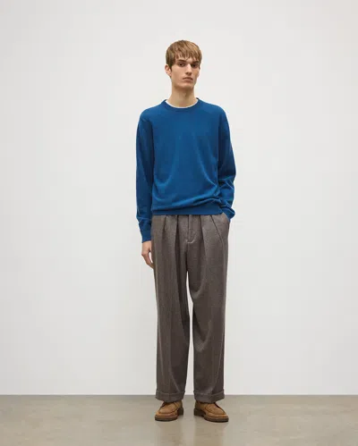 Johnstons Of Elgin Reuben Blue Cashmere Crew Jumper