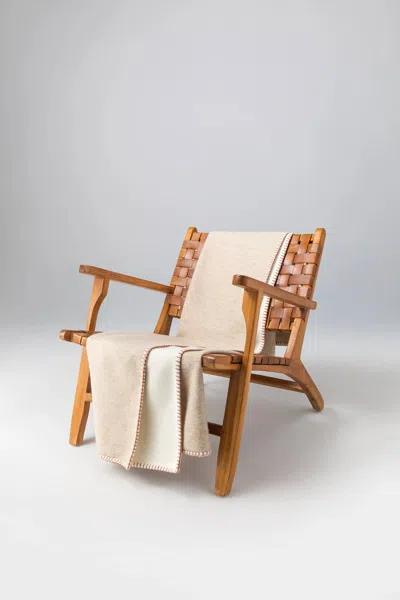 Johnstons Of Elgin Reversible Blanket Stitched Cream Throw In Neutral